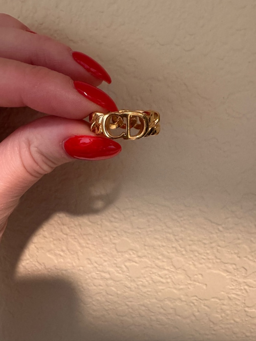 Dior Gold CD Icon Chain-Link Ring- S